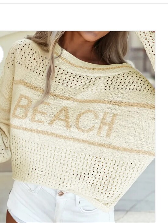 SO Sweaters - SO Cream Open-Knit 'BEACH' Crewneck Sweater